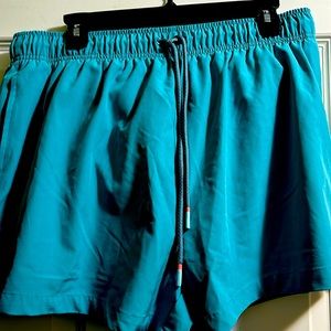 Polyester/Spandex teal shorts XLG. Normal length.  New